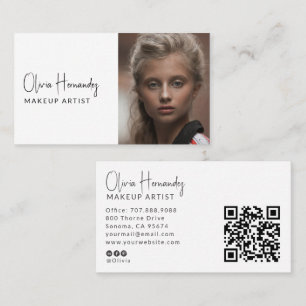 Cartão De Visita Código QR de Foto de Artista de Maquiagem Moderna