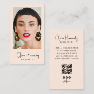 Cartão De Visita Código QR de Foto de Artista de Sobrancelhas Moder