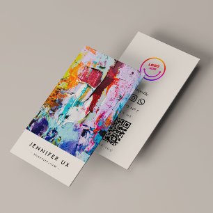 Cartão De Visita Código Qr de Foto de Artista Profissional Minimali