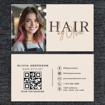 Código QR de Foto de Cabelereiro Bege Neutro 