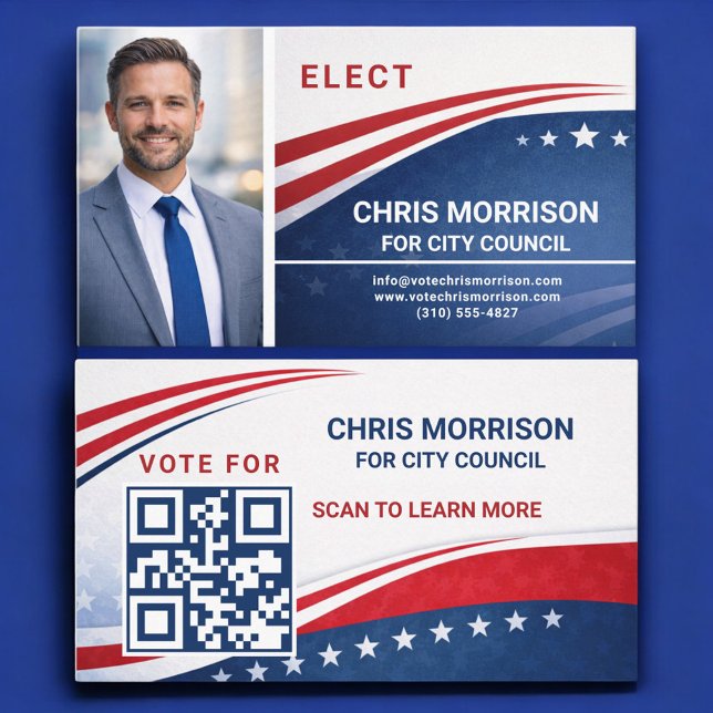Cartão De Visita Código QR de Foto de Campanha Eleitoral (Criador carregado)