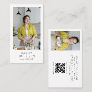 Cartão De Visita Código QR de Foto de Chef de Padaria Baker