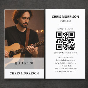 Cartão De Visita Código QR de foto de guitarrista