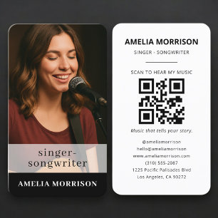 Cartão De Visita Código QR de Foto de Músico Profissional