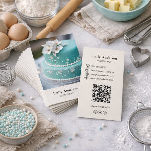 Cartão De Visita Código QR de Foto de Padaria de Chef de Confeitari
