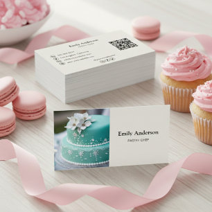 Cartão De Visita Código QR de Foto de Padaria de Chef de Confeitari