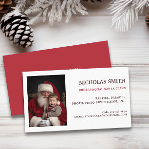 Cartão De Visita Código QR de Foto de Papai Noel Profissional