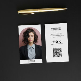 Cartão De Visita Código QR de foto de retrato moderno estilista
