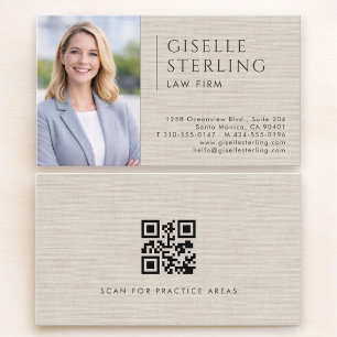 Cartão De Visita Código QR de Foto de Roupas de Escritório de Advoc