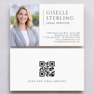 Cartão De Visita Código QR de Foto de Serviços Jurídicos