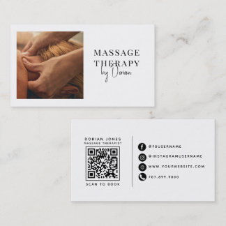Cartão De Visita Código QR de Foto de Terapeuta de Massagem