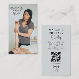 Cartão De Visita Código QR de Foto de Terapeuta de Massagem
