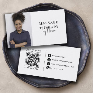 Cartão De Visita Código QR de Foto de Terapeuta de Massagem