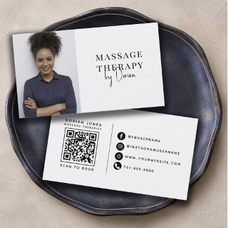 Cartão De Visita Código QR de Foto de Terapeuta de Massagem