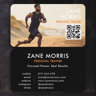 Cartão De Visita Código QR de Foto de Treinador de Fitness
