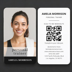 Cartão De Visita Código QR de foto de treinador pessoal de fitness