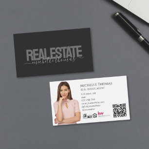 Cartão De Visita Código QR de Foto do Agente Imobiliário do Realtor