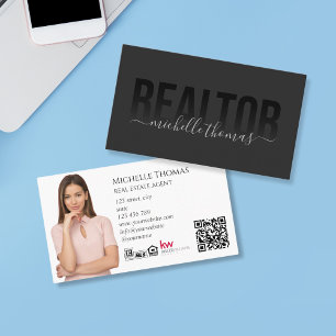 Cartão De Visita Código QR de Foto do Agente Imobiliário do Realtor