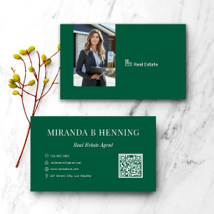 Cartão De Visita Código QR de Foto do Agente Imobiliário Hunter Gre