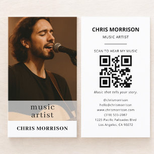 Cartão De Visita Código QR de Foto do Artista Musical