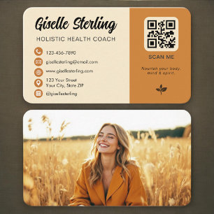 Cartão De Visita Código QR de Foto do Coach de Saúde Holística