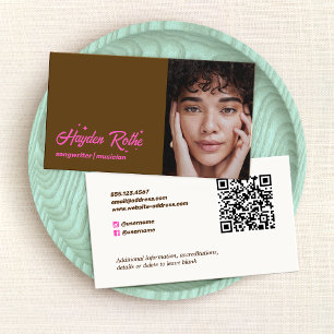 Cartão De Visita Código QR de Foto do Compositor Musical