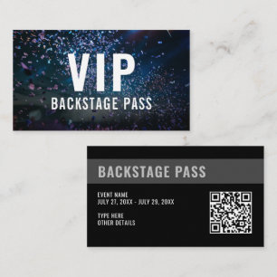 Cartão De Visita Código QR de Foto do Evento VIP Backstage Pass