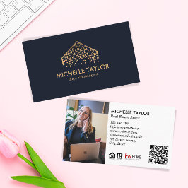 Cartão De Visita Código QR de Foto do Imobiliário Profissional Mode