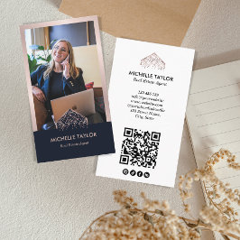Cartão De Visita Código QR de Foto do Imobiliário Profissional Mode
