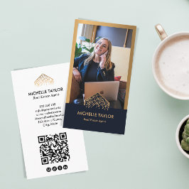 Cartão De Visita Código QR de Foto do Imobiliário Profissional Mode