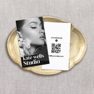 Cartão De Visita Código QR de Foto do Instagram Vertical