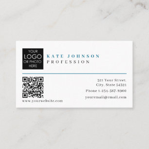 Cartão De Visita Código QR de foto do logotipo personalizado do mod