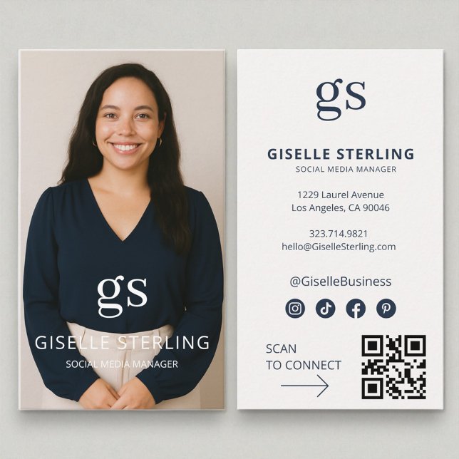 Cartão De Visita Código QR de Foto do Social Media Manager para Míd (Criador carregado)