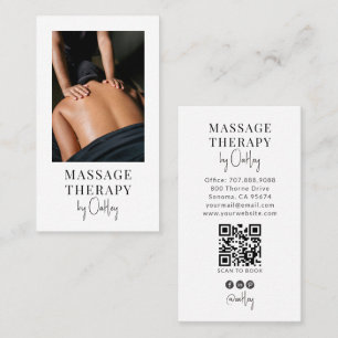 Cartão De Visita Código QR de Foto do Terapeuta de Massagem