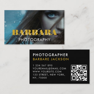 Cartão De Visita Código QR de Foto   Fotografia de preto