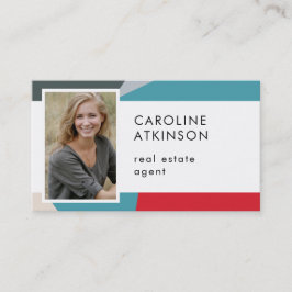 Cartão De Visita Código QR de Foto Geométrica do Abstrato Moderno