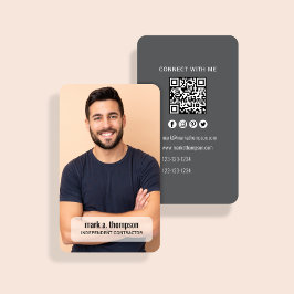 Cartão De Visita Código QR de Foto Moderna Conecte-se Comigo Minima