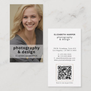 Cartão De Visita Código QR de Foto Moderna Profissional Minimalista