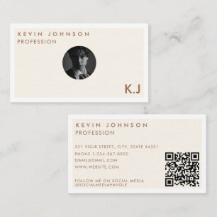 Cartão De Visita Código QR de foto moderno minimalista profissional