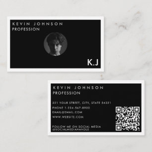Cartão De Visita Código QR de foto moderno minimalista profissional