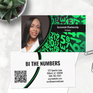 Cartão De Visita Código QR de Foto Personalizada de Números Pretos 