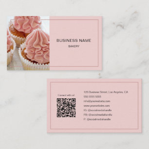 Cartão De Visita Código QR de Foto Personalizada de Padaria Minimal
