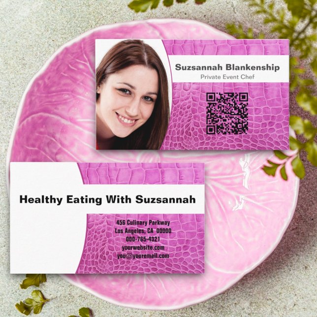 Cartão De Visita Código QR de Foto Personalizada de Textura de Cour (front and back business card)