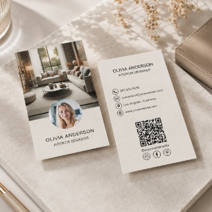 Cartão De Visita Código QR de Foto Personalizada para Redes Sociais