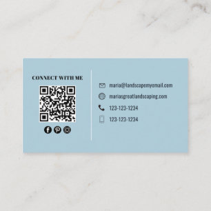Cartão De Visita Código QR de Foto Personalizado Moderno Azul