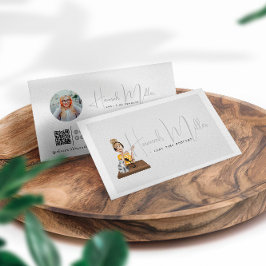 Cartão De Visita Código QR de Foto Podcast Ilustrado Moderno