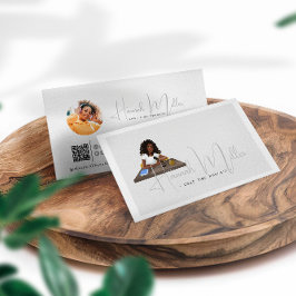 Cartão De Visita Código QR de Foto Podcast Ilustrado Moderno