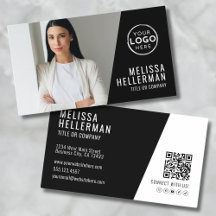 Código QR de foto preta Empresa seu logotipo