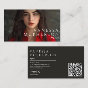 Cartão De Visita Código QR de Foto Profissional Minimalista Moderno