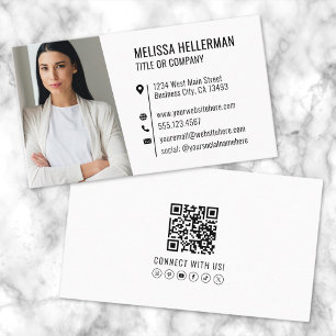Cartão De Visita Código QR de Foto Profissional Moderno Simples